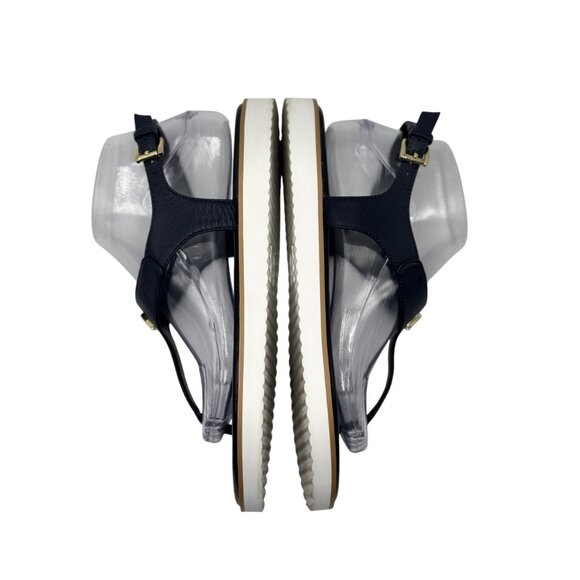 Michael Kors Womens Thong Sandals Size 9M Navy Gold Logo - Picture 7 of 12
